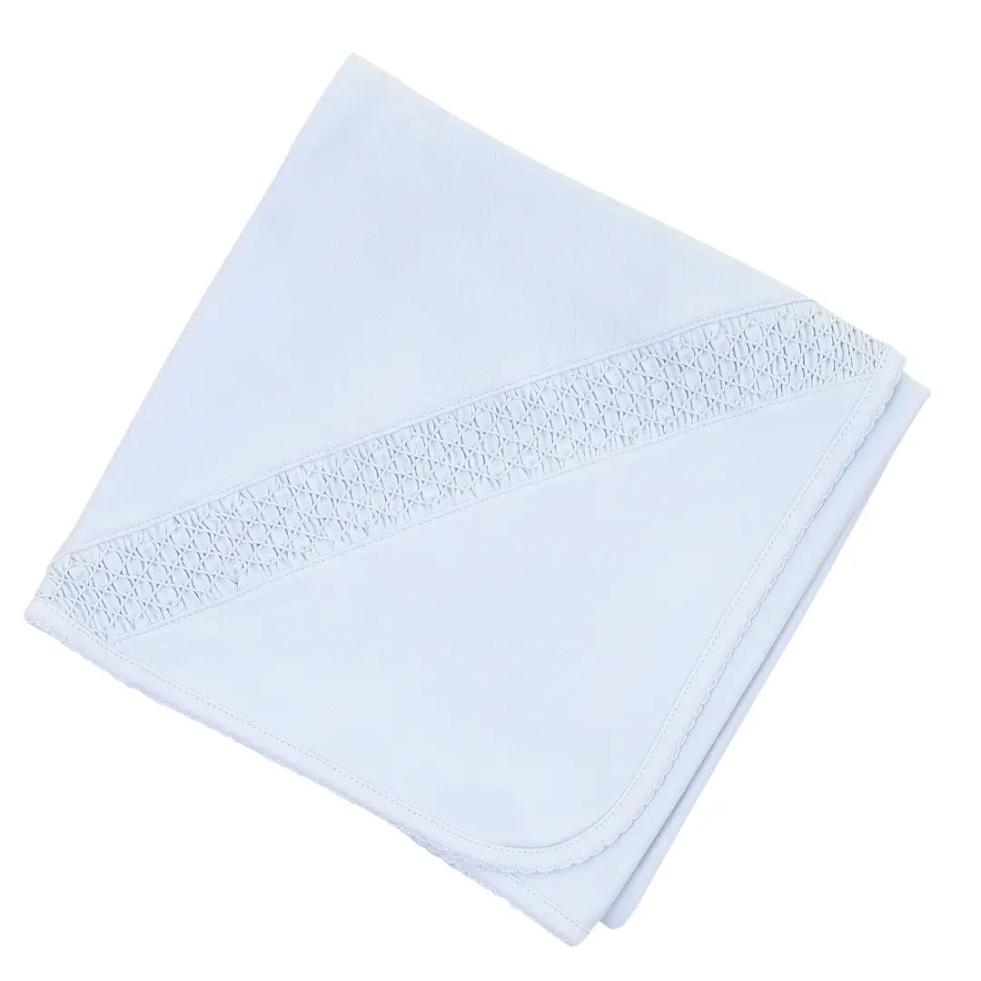 Essentials Smocked Blanket — Light Blue Pima Cotton Baby Blanket