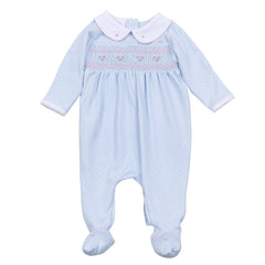 Piper's Classics Smocked Footie — Pima Cotton Baby Girl Footie