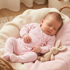 Pink Openwork Point Cotton Set with Embossed Teddy Bears - Petite Maison Kids