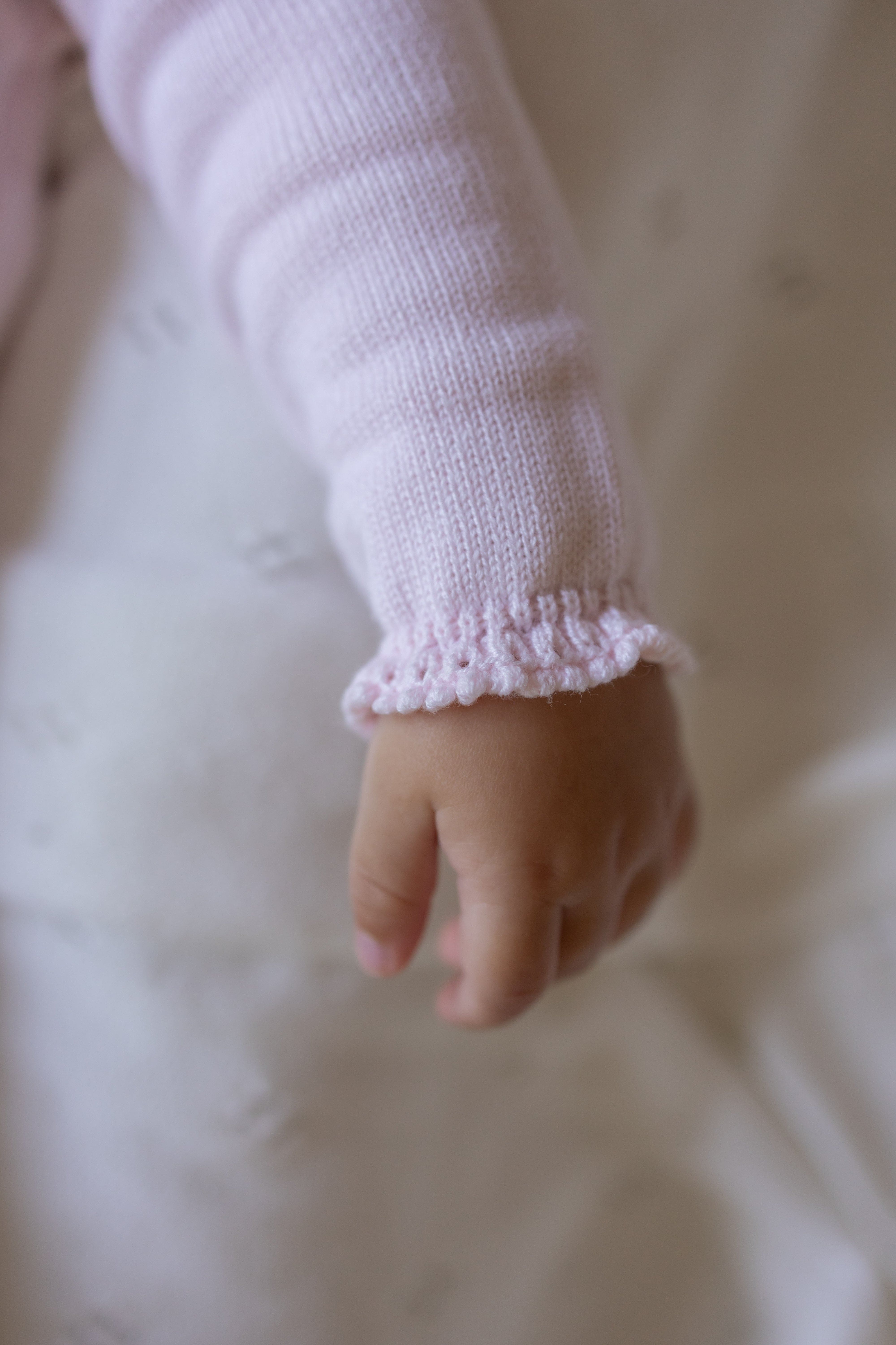 Pink Spanish Lace Knit Babygrow