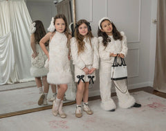 Ava Ivory Flower Faux Fur Dress - Petite Maison Kids