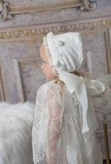 Faith White Scallop Bonnet