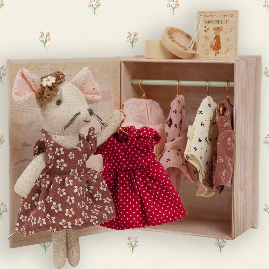 Mouselle, Plush Mouse Doll with Wardrobe and Outfits