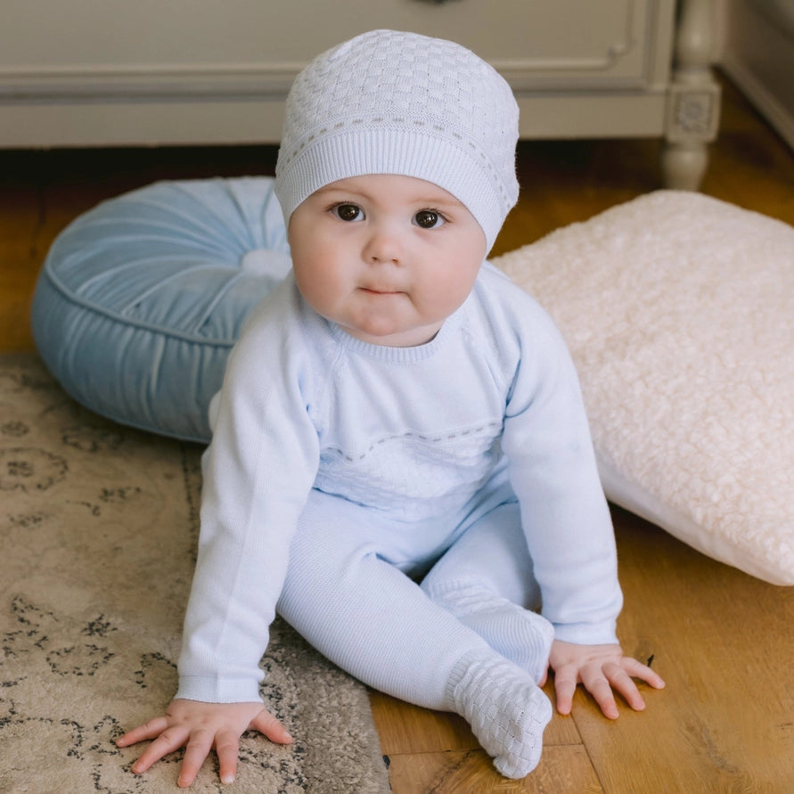 Karl Boys Blue Knitted Outfit & Hat Set