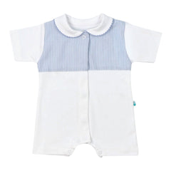 Brisa White and Navy Striped Romper