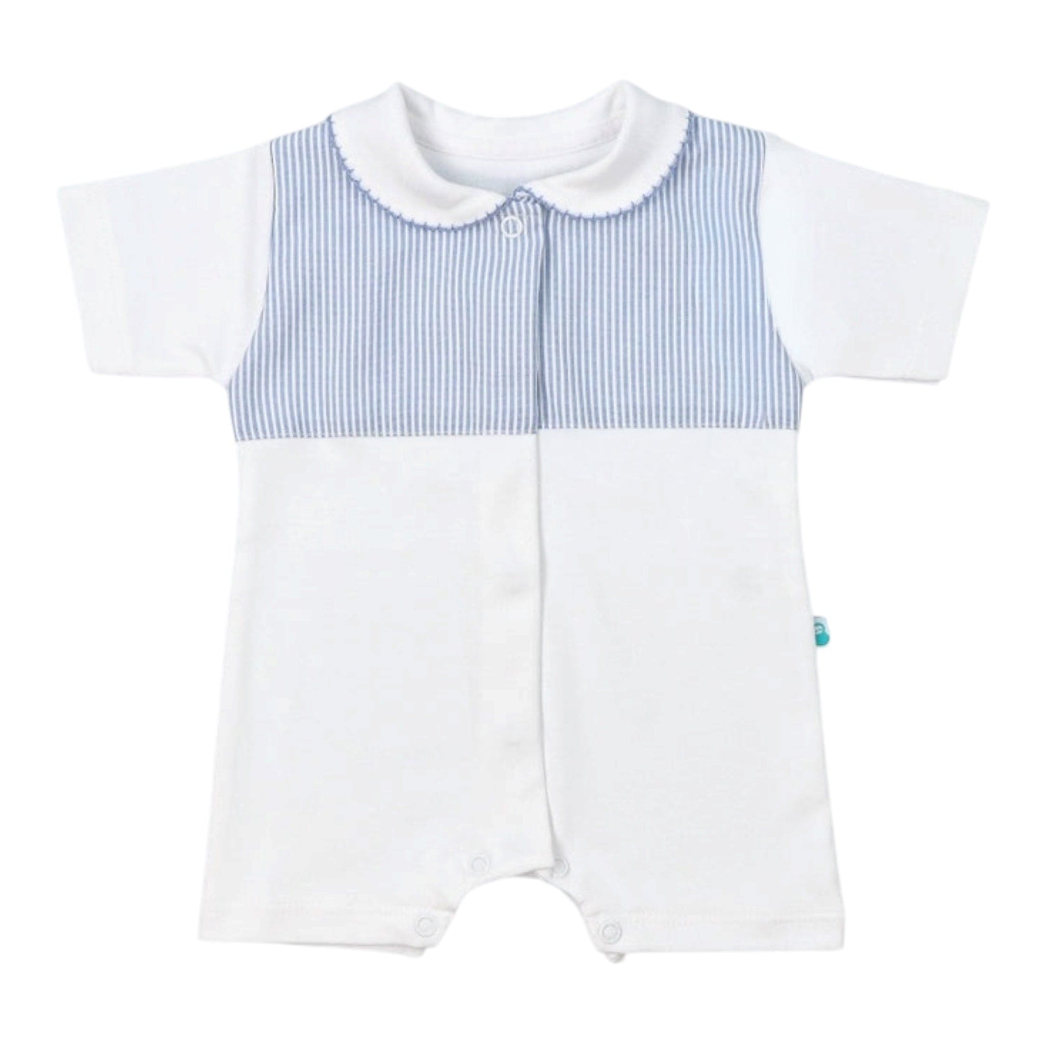 Brisa White and Navy Striped Romper