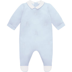 Lionel Boys Blue Babygrow with Teddy Embroidery & Hat