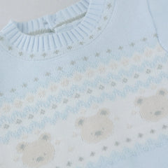 Kristian Boys Blue Teddy Knit All in One & Hat Set