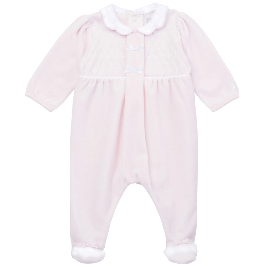 Hattie Velour Girls Pink Babygrow