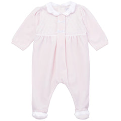 Hattie Velour Girls Pink Babygrow