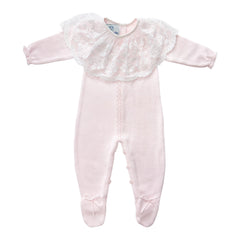Pink Spanish Lace Knit Babygrow