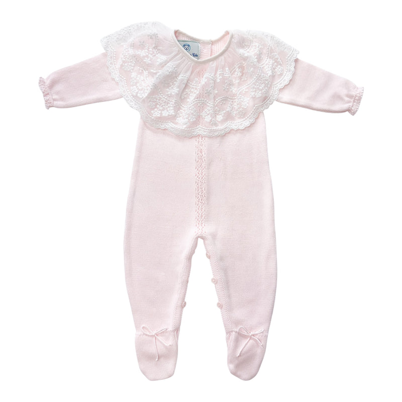 Pink Spanish Lace Knit Babygrow