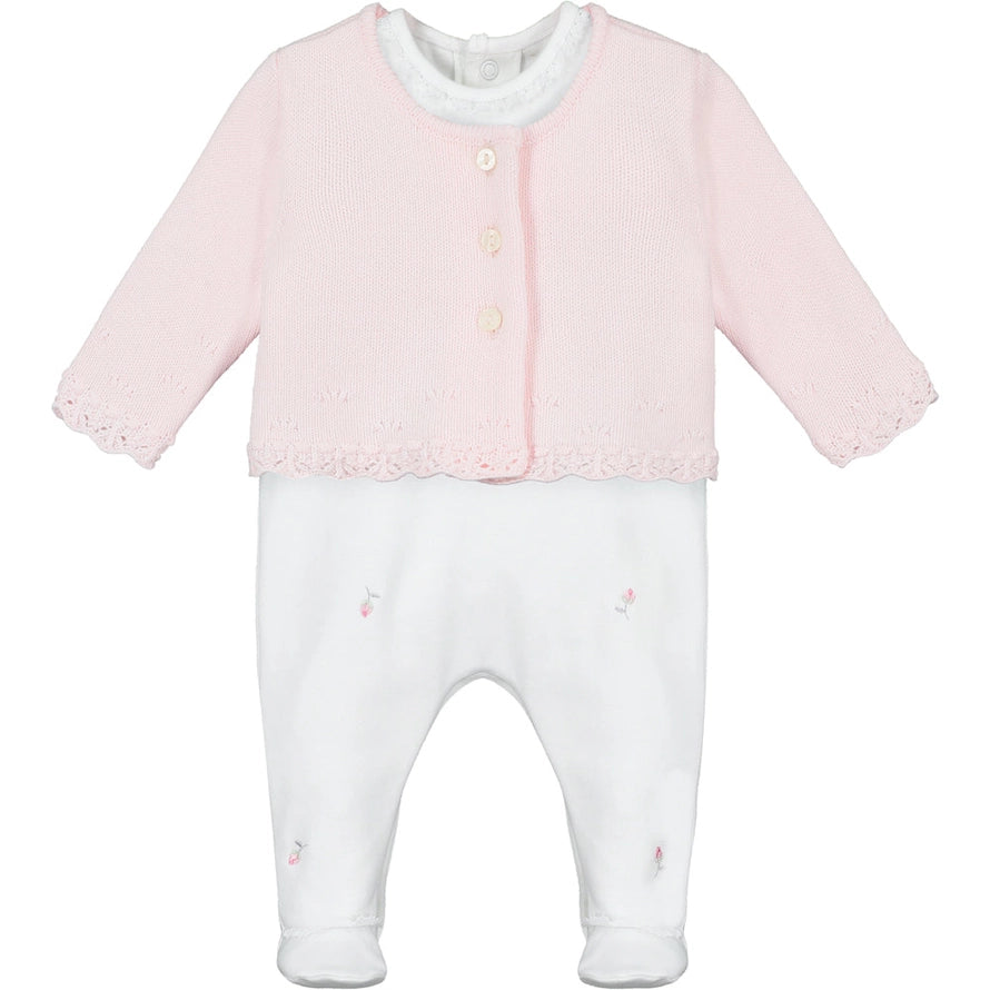 Annabel Baby Girls Babygrow & Cardigan Set