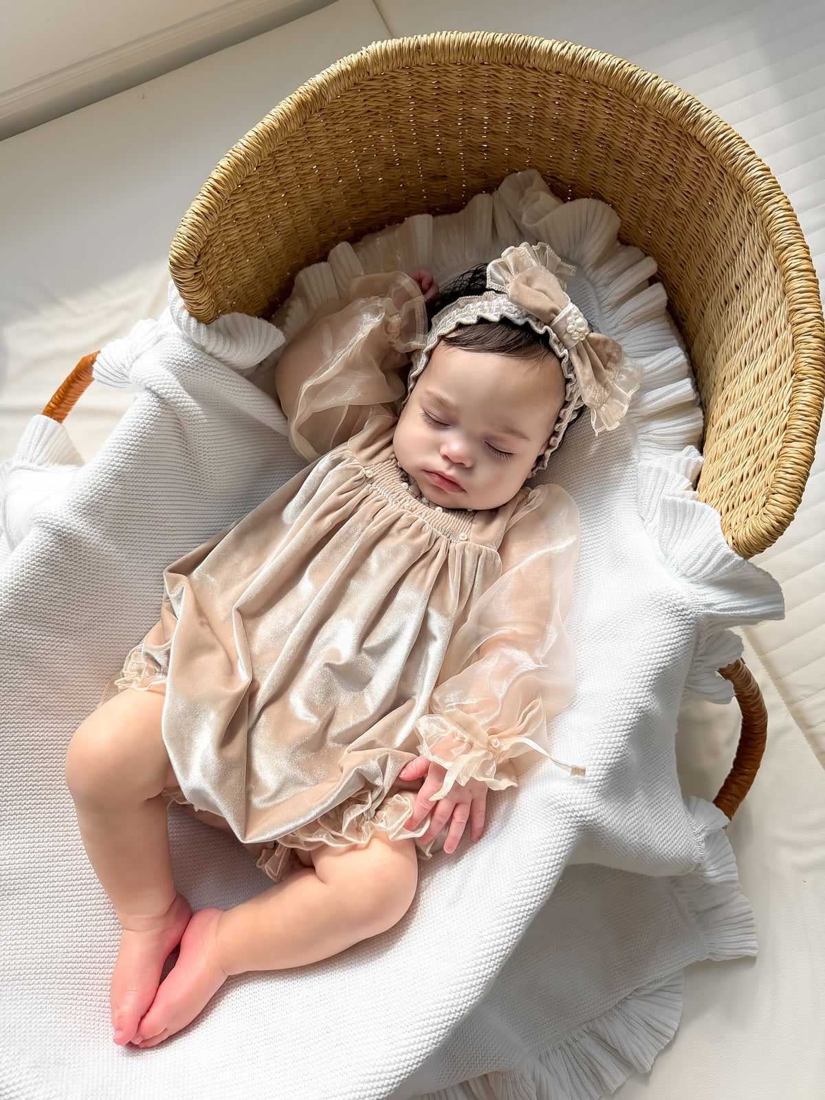 Helena Beige Velour Baby Headband - Petite Maison Kids