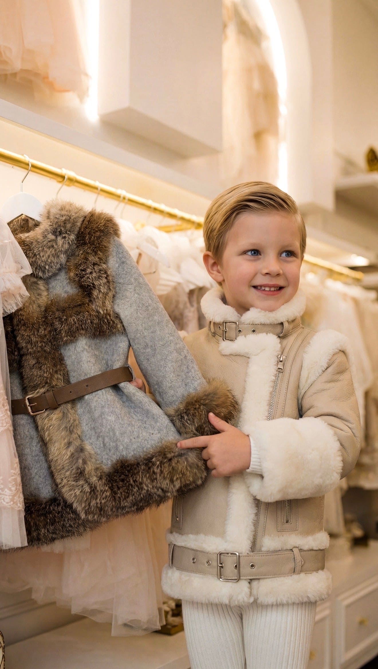Beige Sheepskin Leather Jacket