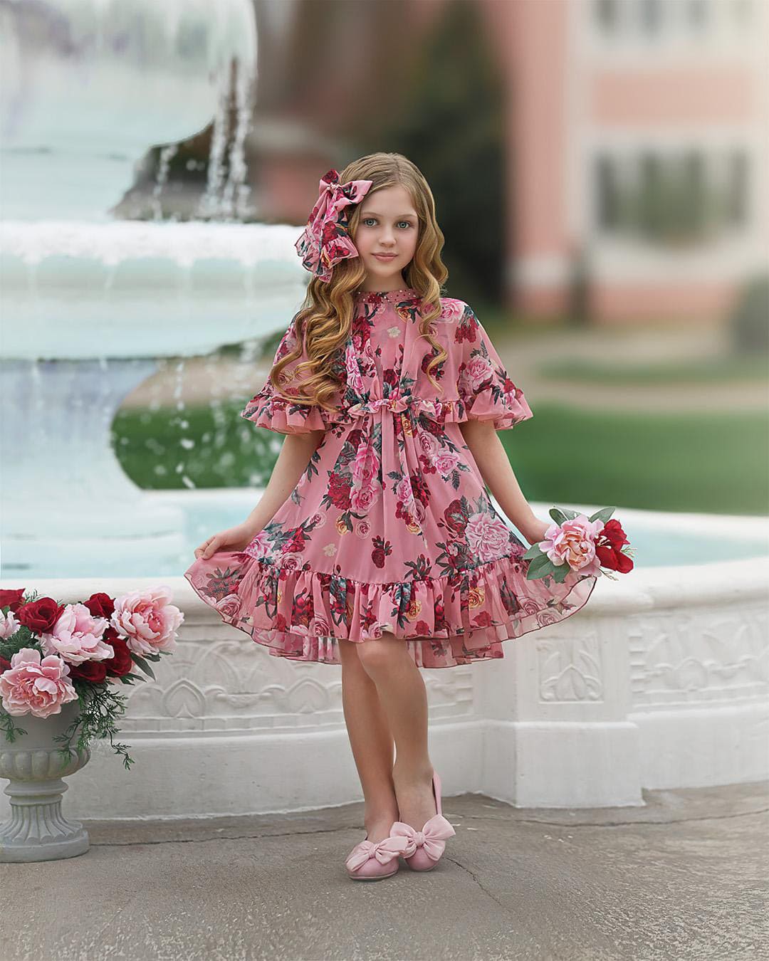 Flora Pink Flower Print Dress