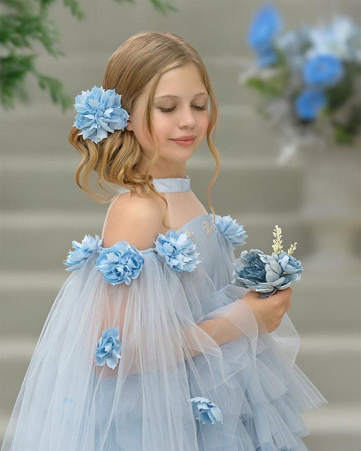 CUTE GIRL Toddler Dark Blue Tulle Dress