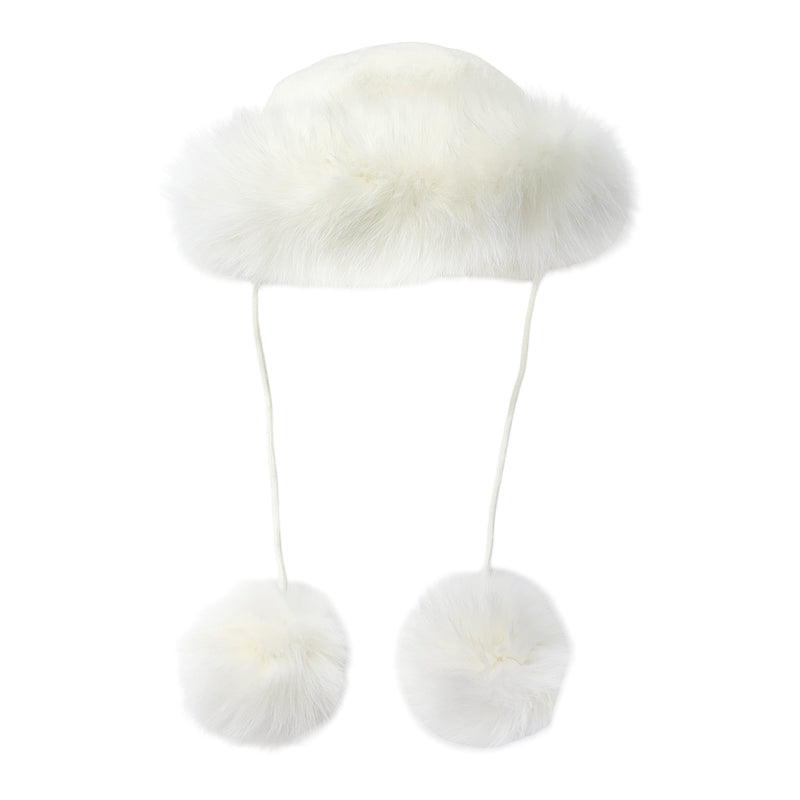 Klara Ivory Wool Fox Fur Girls' Hat