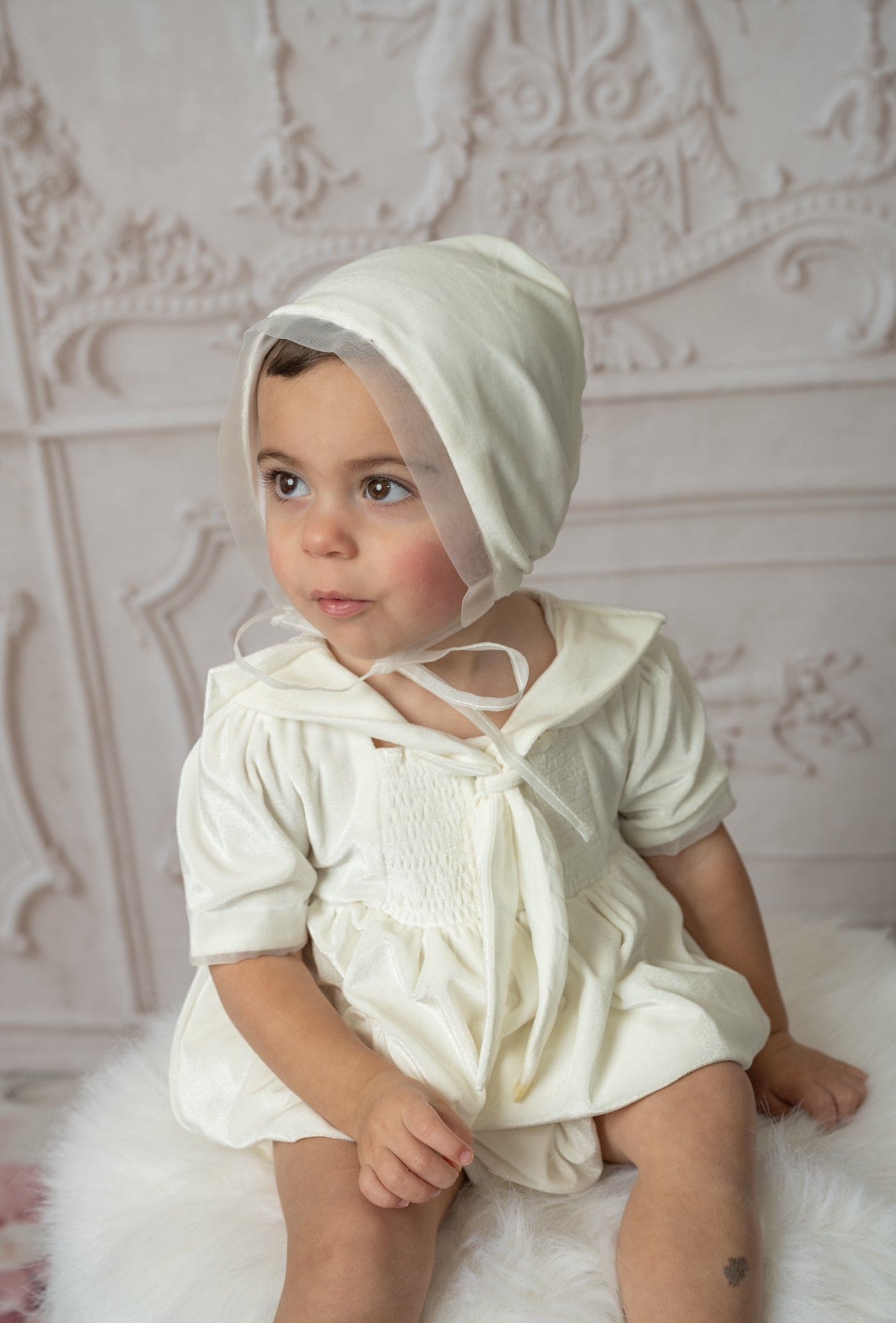 Helenus Velour Ivory Romper