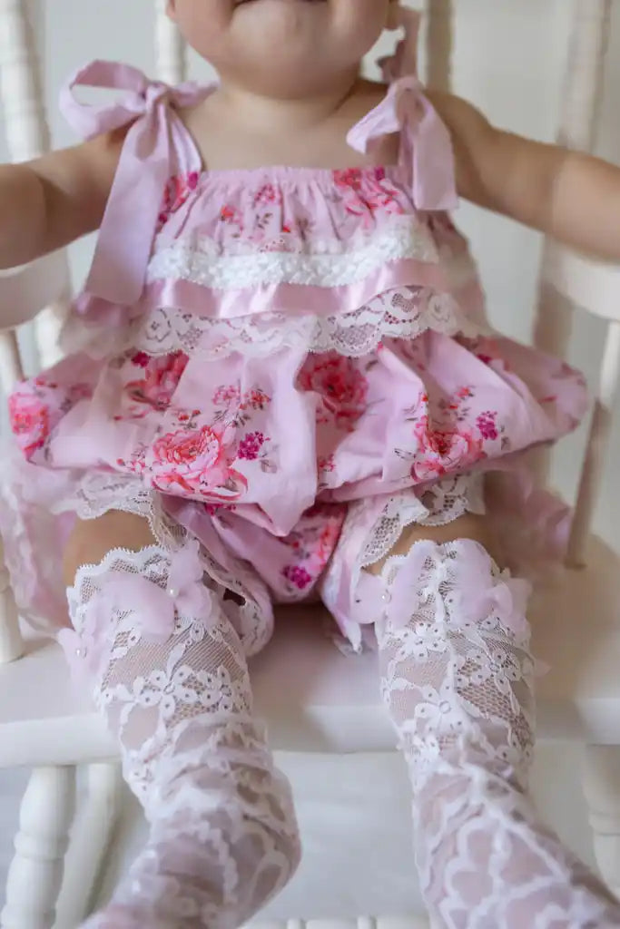 Amelia Pink Flower Print Romper
