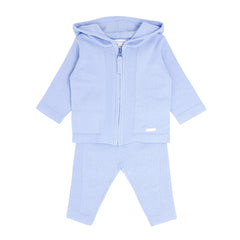 Blue Cotton Knit Tracksuit Set