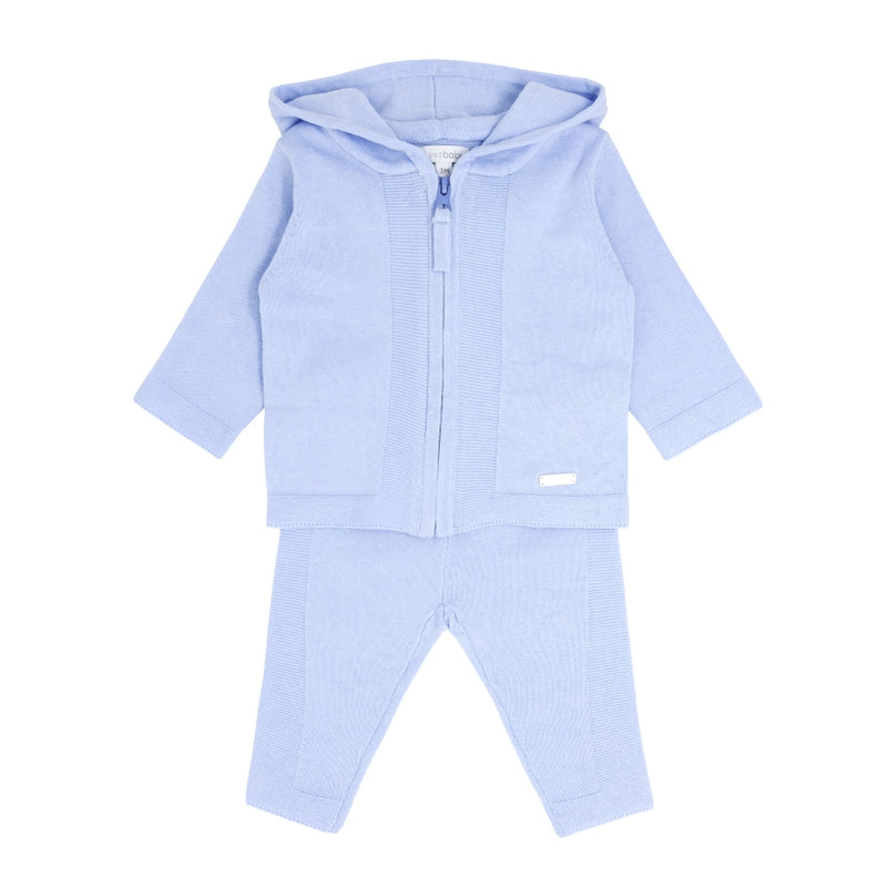 Blue Cotton Knit Tracksuit Set
