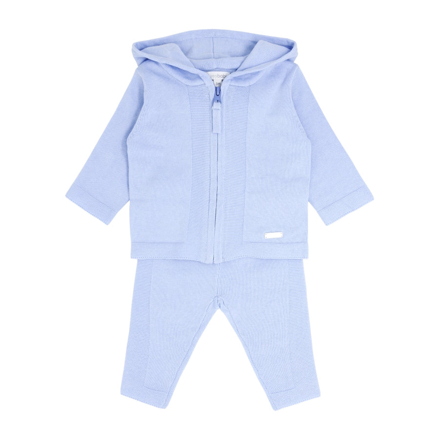 Blue Cotton Knit Tracksuit Set