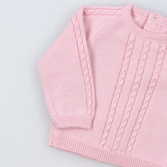 Light Pink Cotton Knit Sweater and Pants Set