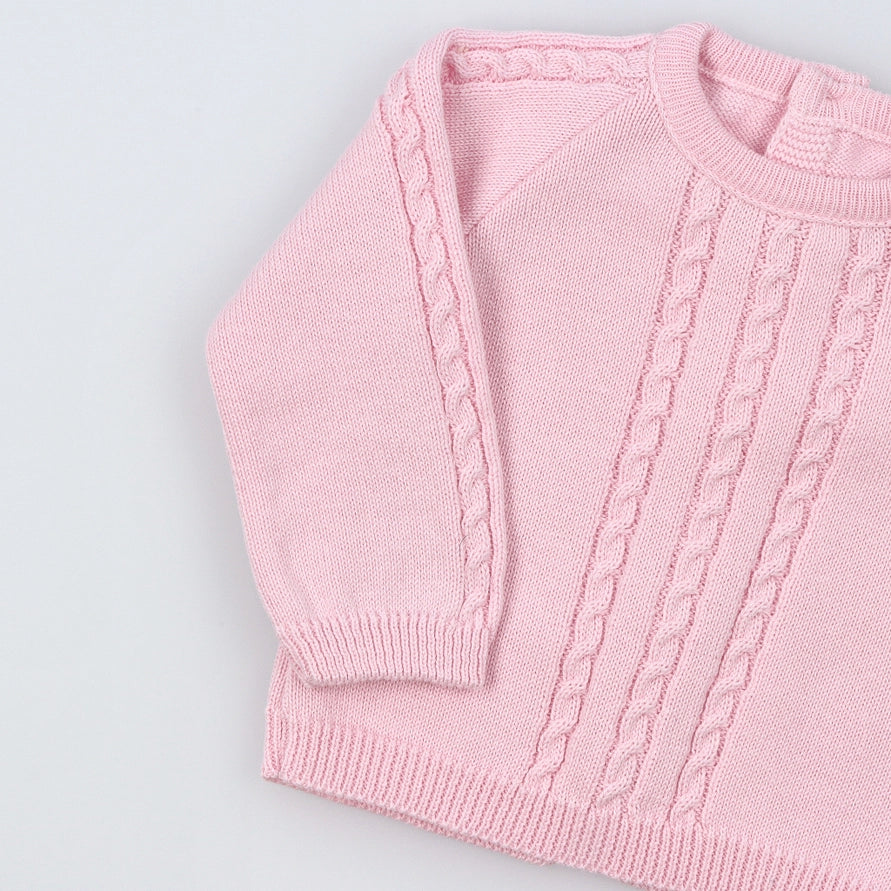 Light Pink Cotton Knit Sweater and Pants Set