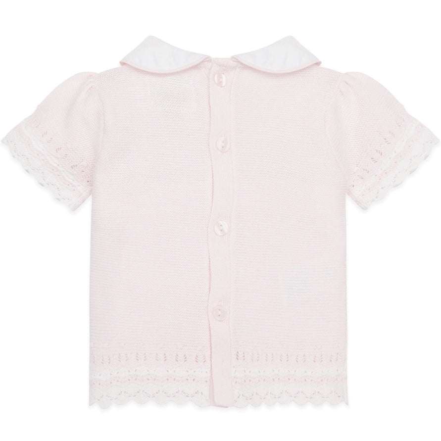 Judith Pink Girls Knit Top and Shorts Set
