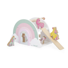 Unicorn Rainbow House Wooden Toy with 4 Unicorns