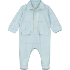 Edison Blue Check Boys Babygrow