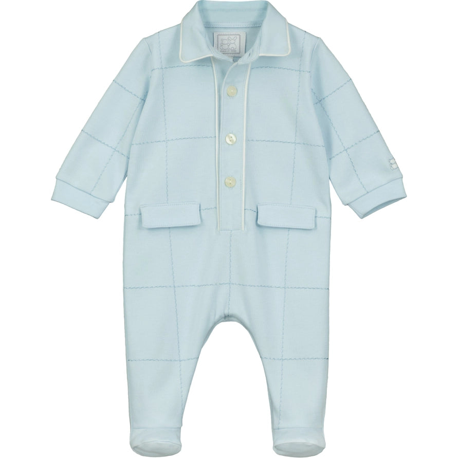 Edison Blue Check Boys Babygrow