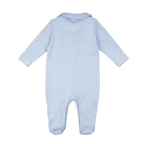 Baby Blue Cotton Footed Babygrow
