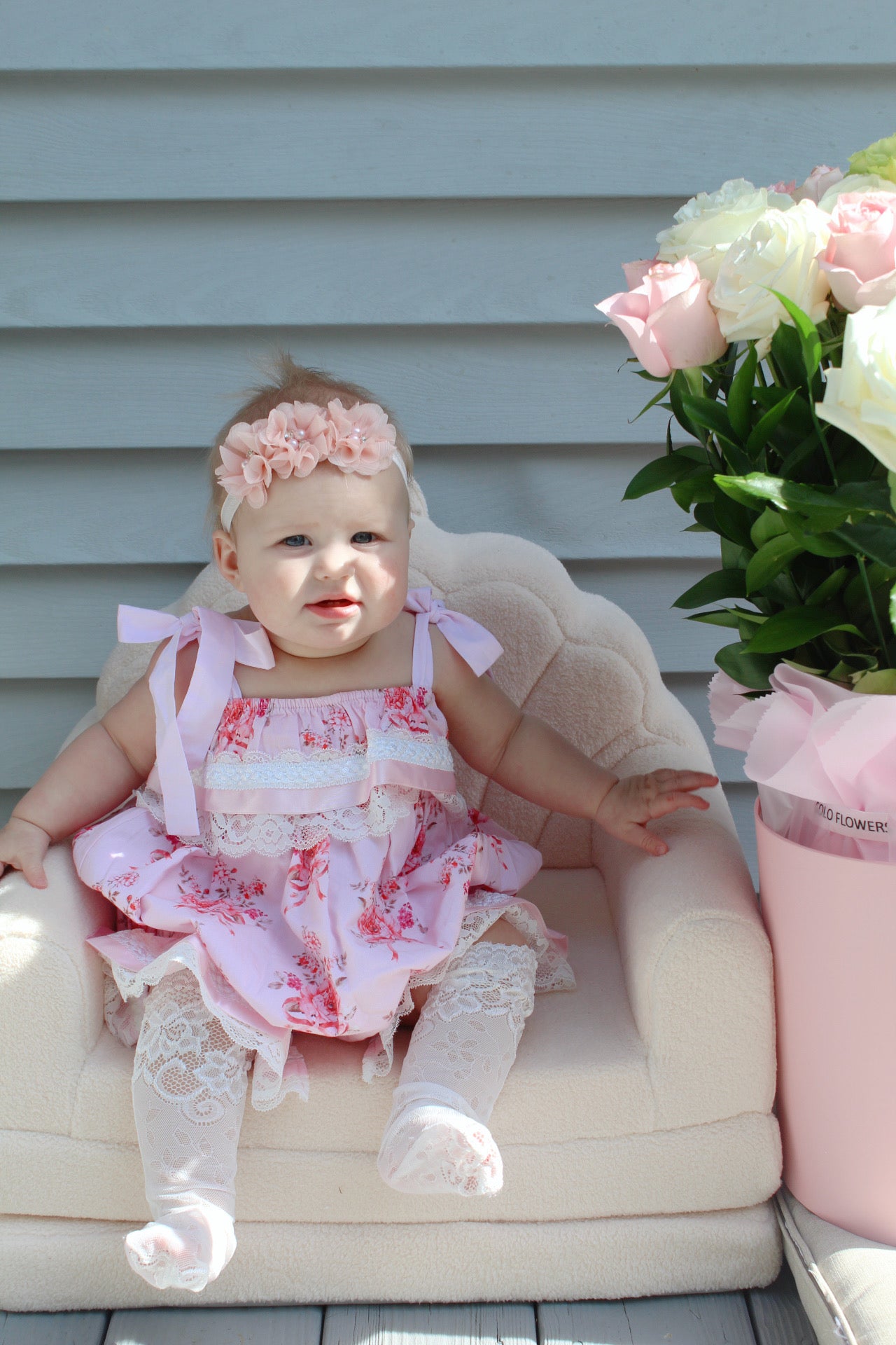 Amelia Pink Flower Print Romper