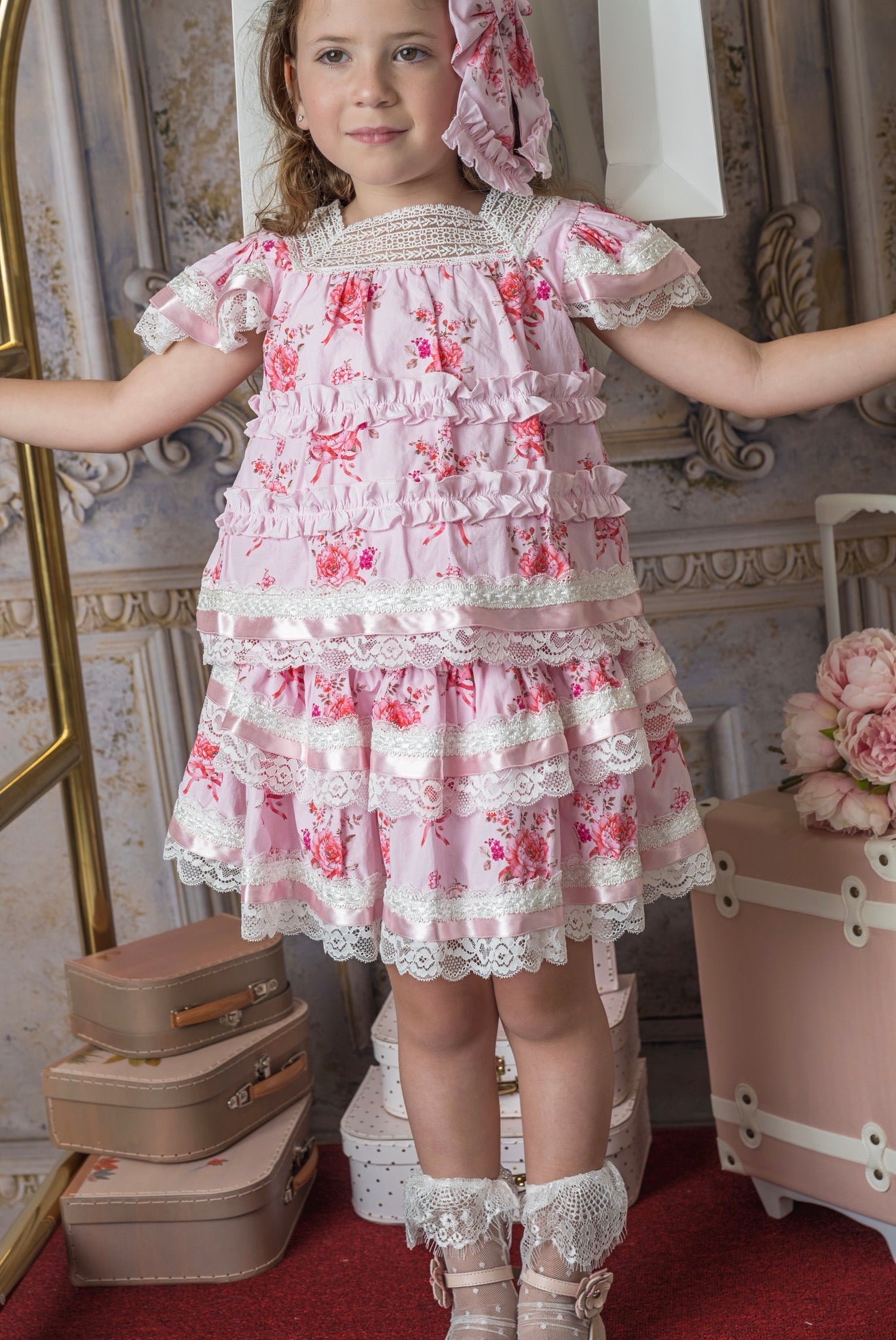 Amelia Pink Flower Print Skirt - Petite Maison Kids