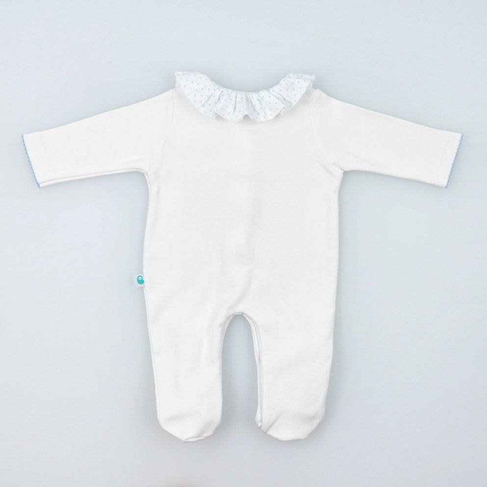 Blue Polka Dot Babygrow Made of Brushed Cotton