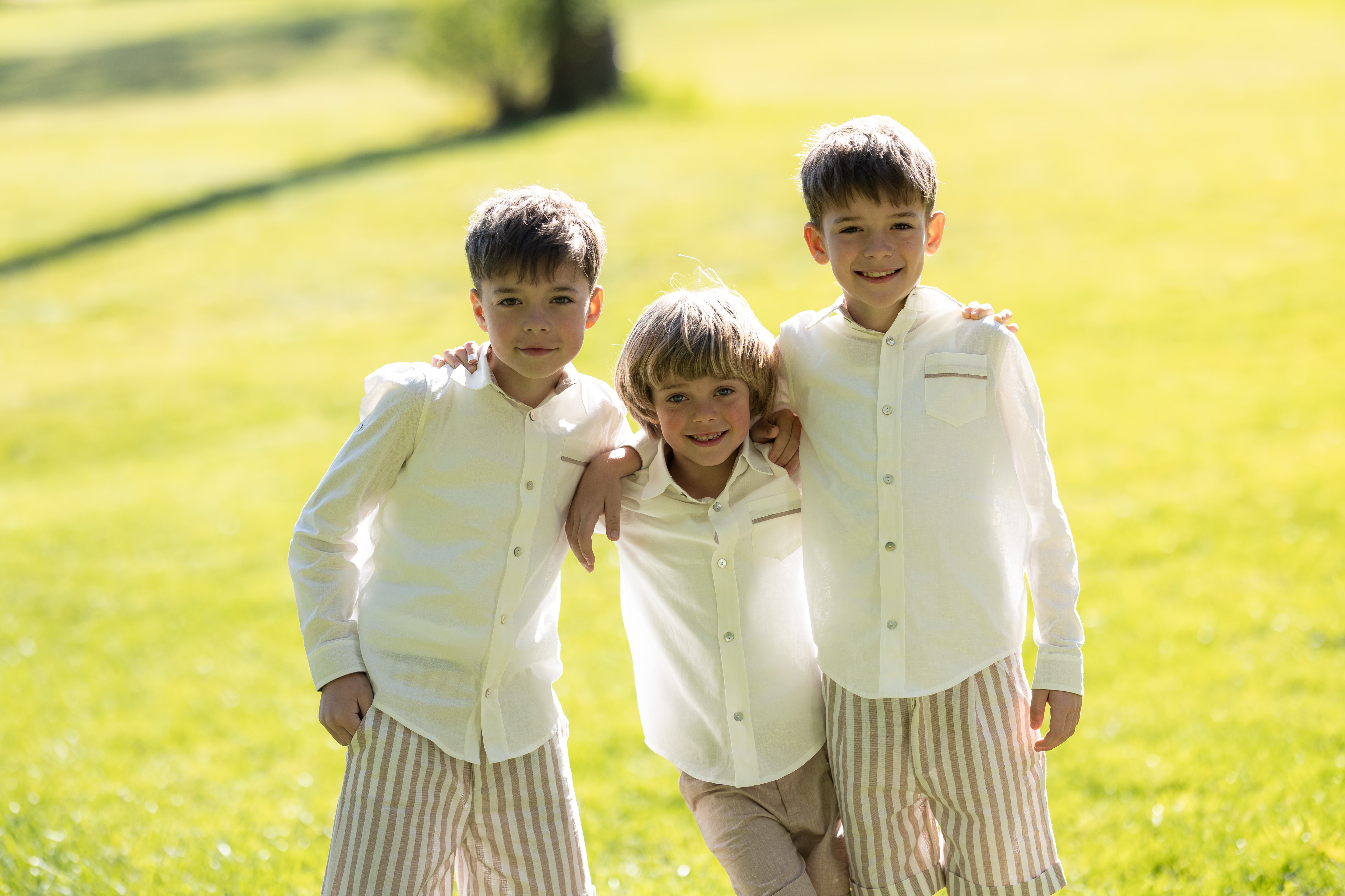 Ashton Beige and White Linen Top and Shorts Set