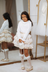 White Pima Cotton Ruffle Blouse