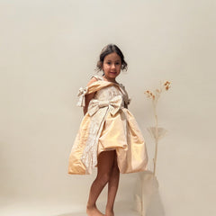 Charlie Gold Jacquard Bow Dress for Girls