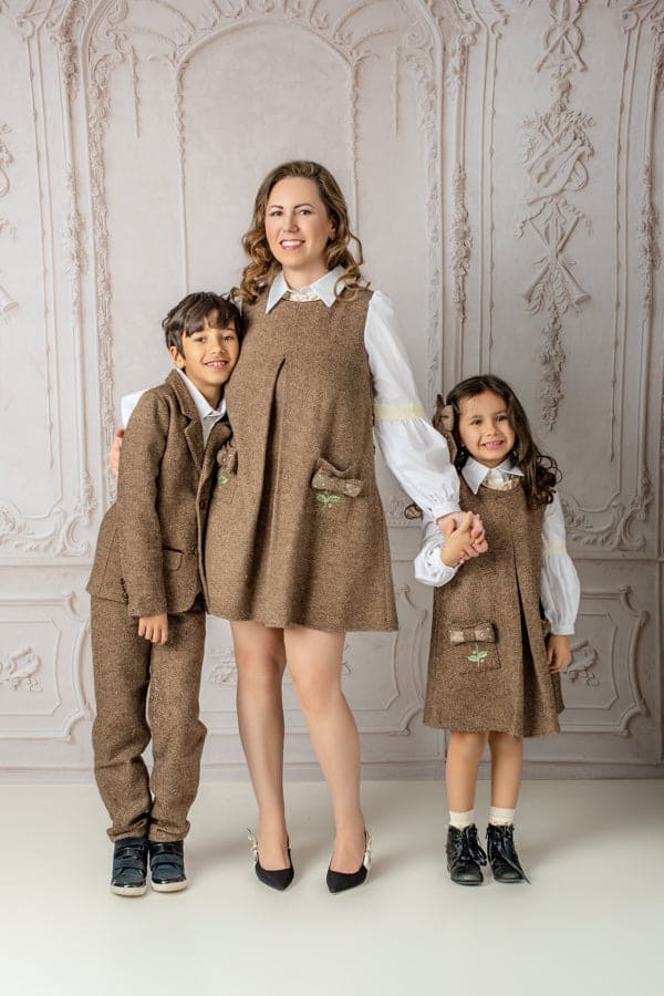 Herringbone Tweed Mom Dress