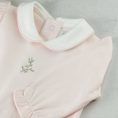 Karen Baby Girls Pink Floral Embroidery Babygrow