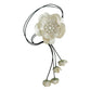 Evangeline Champagne Ivory Flower Tie With Pearl Center and Flower Tassels