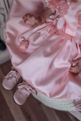 Azalea Pink Dress With Shoulder Flowers