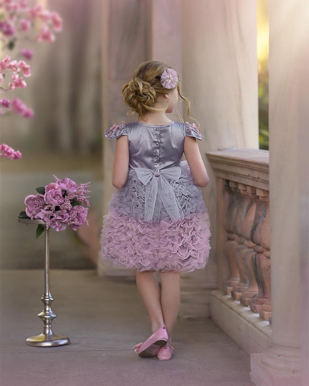 Mia Grey and Pink Ombré Cupcake Tulle Dress