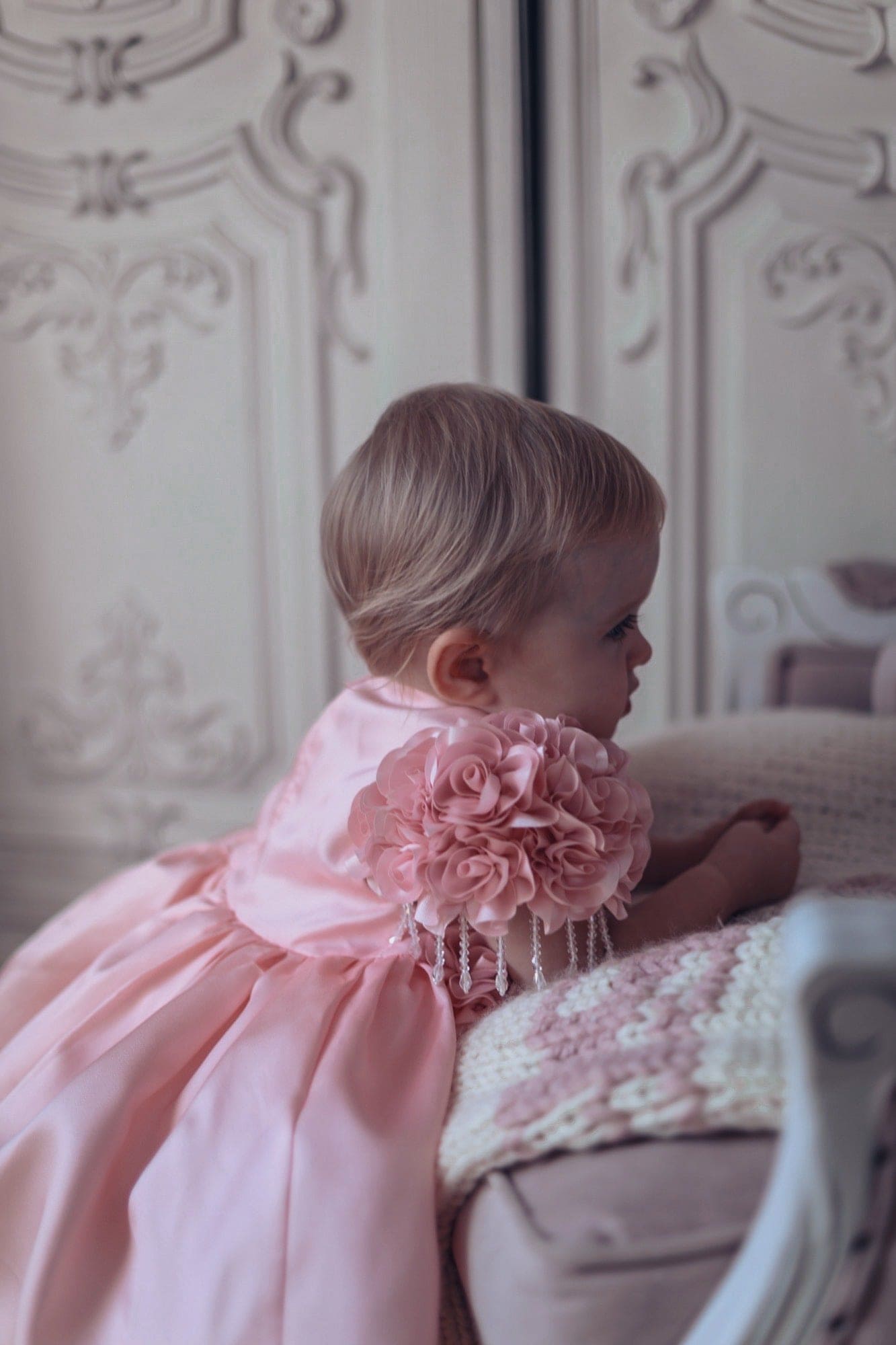 Azalea Pink Dress With Shoulder Flowers