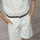 Alex White Shorts With Black Contrast Line