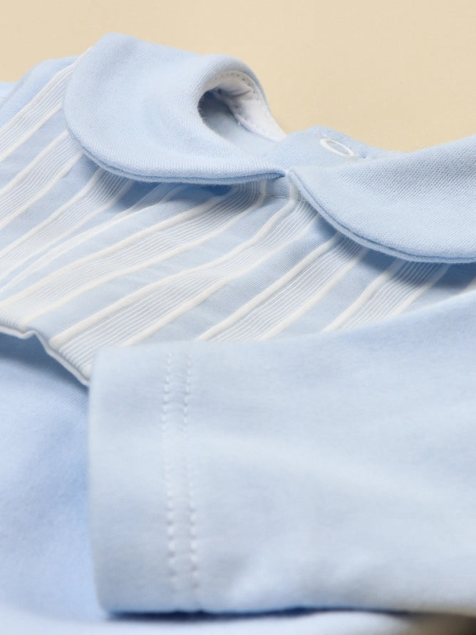 Brushed Baby Blue Cotton Babygrow