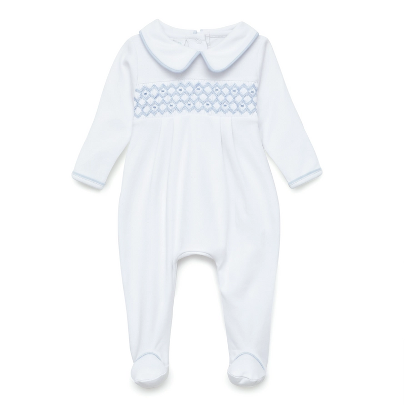 Charlie Hand-Smocked Pima Cotton Baby Footie