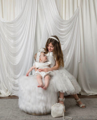 Star White Tulle Dress with Silver & Gold Embroidery